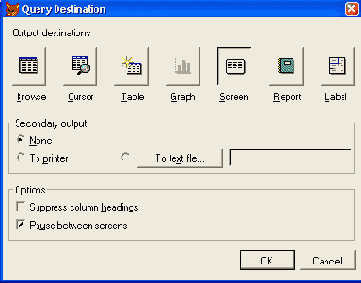   Query Destination    Screen