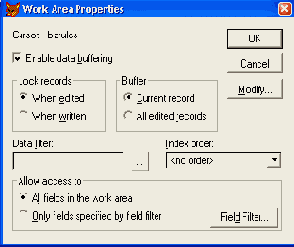       Work Area Properties