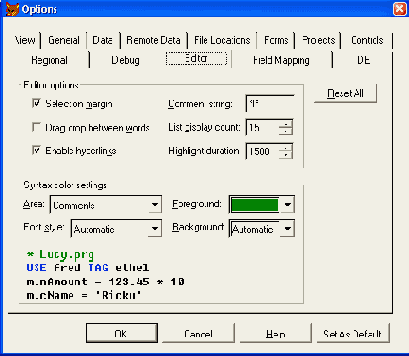  Editor   Options