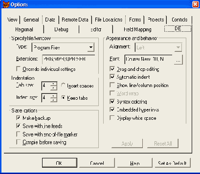  IDE   Options